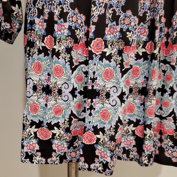 ASOS Petite Black Mini Long Sleeve Floral Dress - Picture 6 of 10